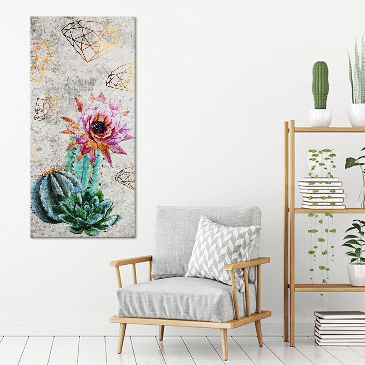 Diamonds Around Cacti Multi Panel Canvas Wall Art