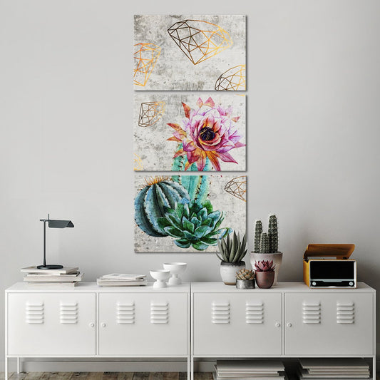 Diamonds Around Cacti Multi Panel Canvas Wall Art