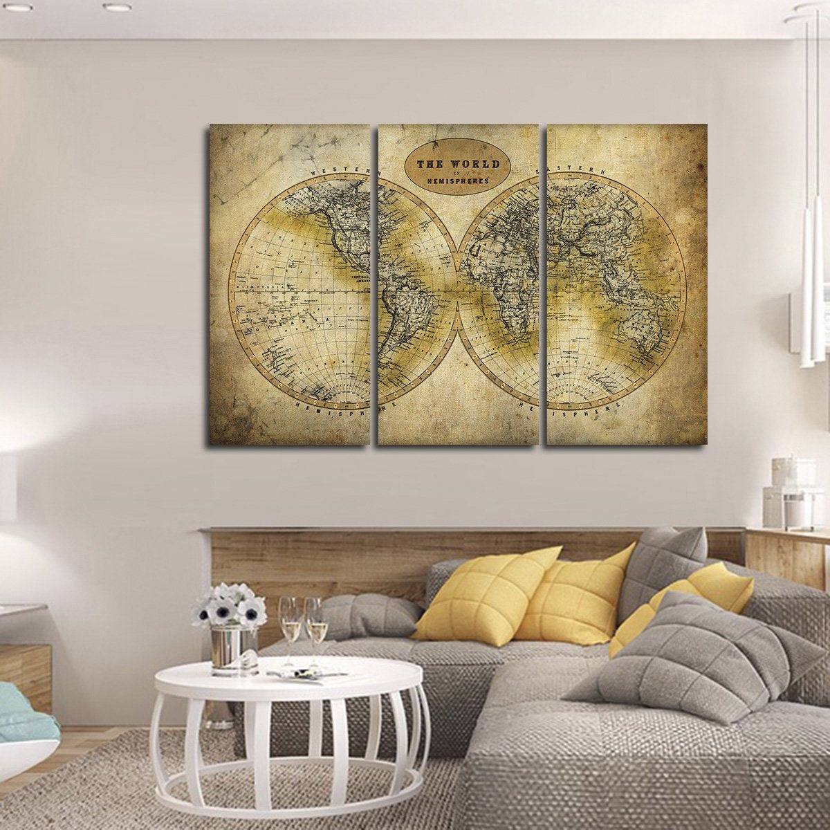 Discover The World Map Multi Panel Canvas Wall Art