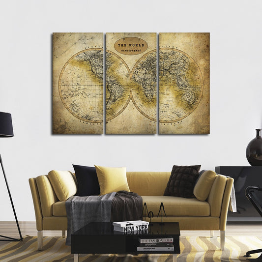 Discover The World Map Multi Panel Canvas Wall Art