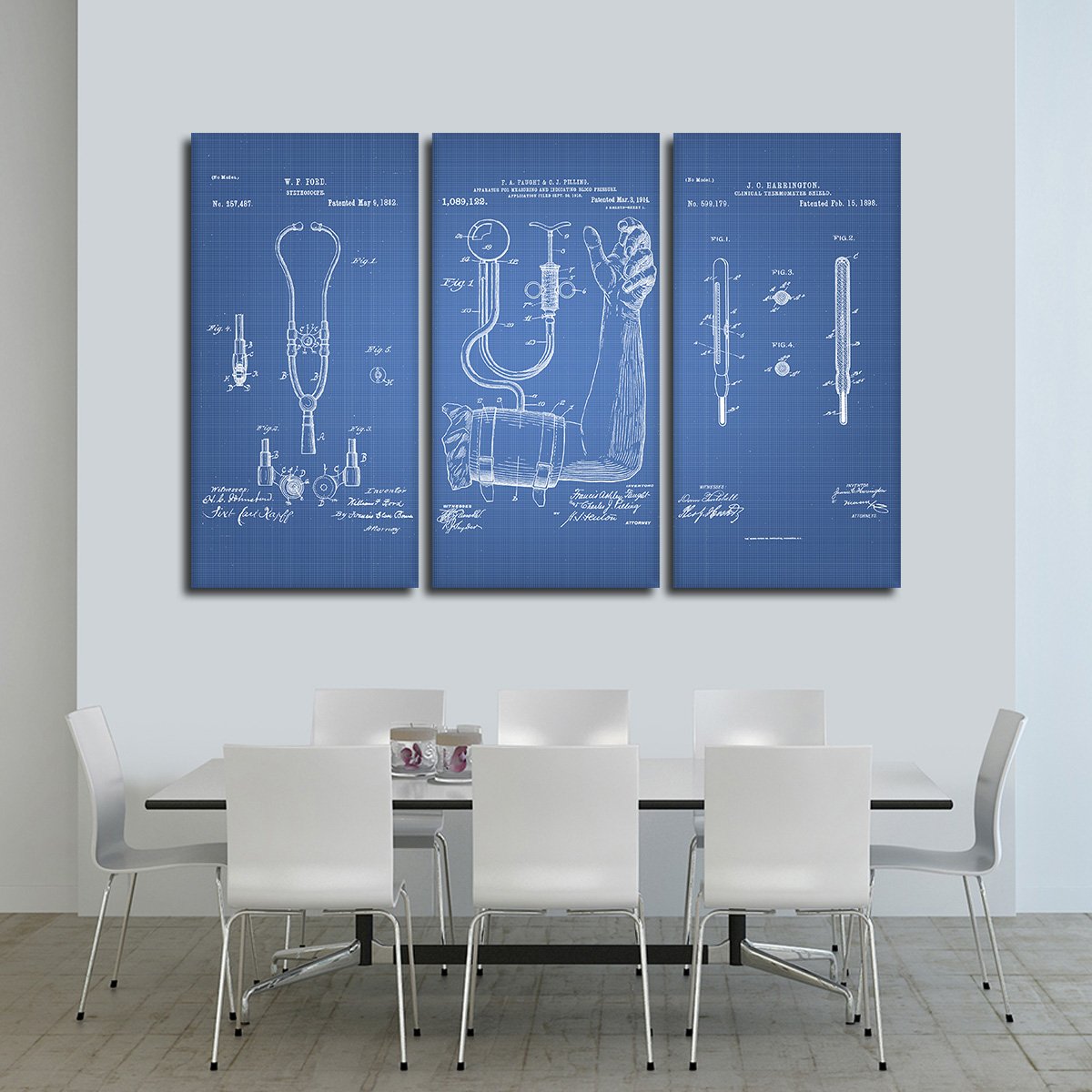 Doctor Patent Compilation Blue Multi Panel Canvas Wall Art