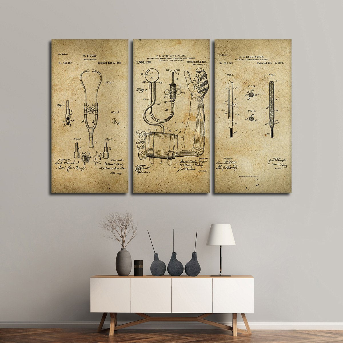 Doctor Patent Compilation Multi Panel Canvas Wall Art