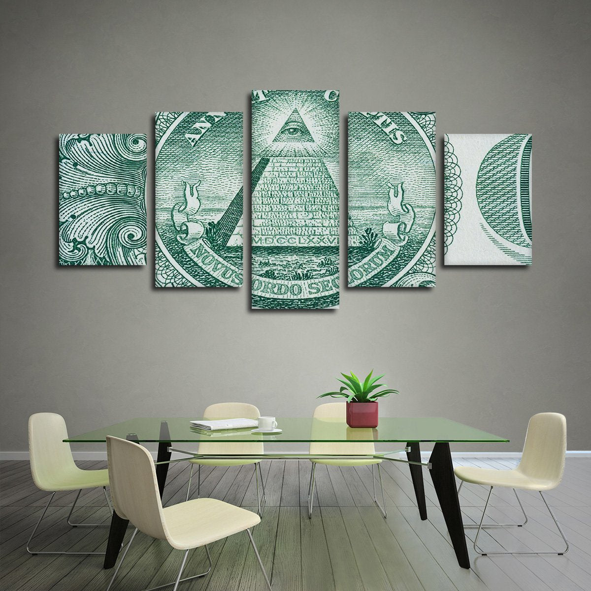 Dollar Bill Multi Panel Canvas Wall Art