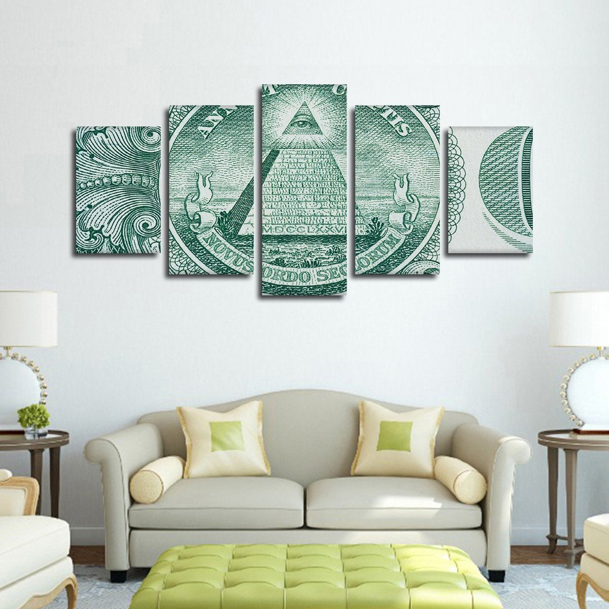 Dollar Bill Multi Panel Canvas Wall Art