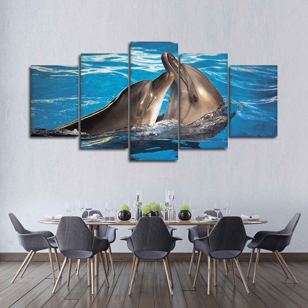 Dolphin Love Multi Panel Canvas Wall Art