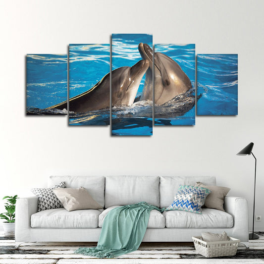 Dolphin Love Multi Panel Canvas Wall Art