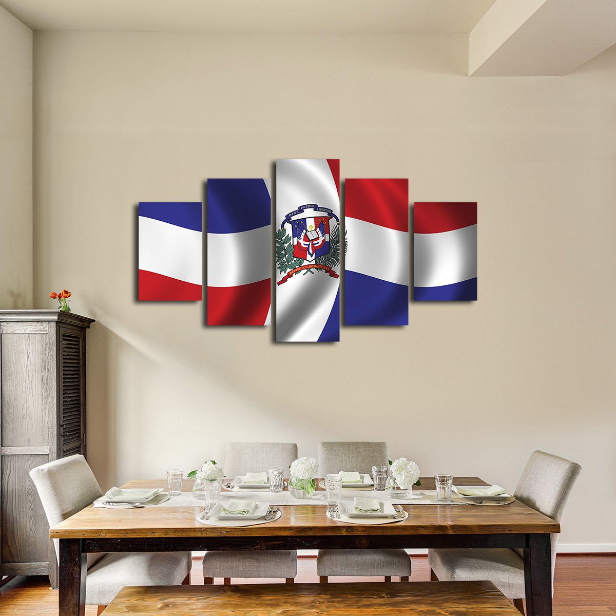 Dominican Republic Flag Multi Panel Canvas Wall Art