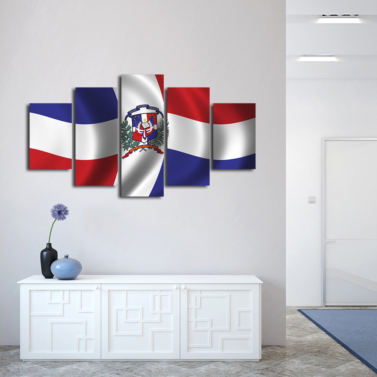 Dominican Republic Flag Multi Panel Canvas Wall Art