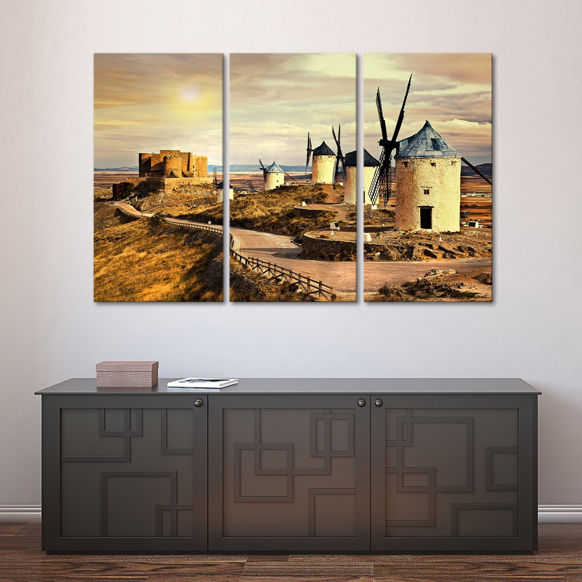 Don Quixote Windmill Multi Panel Canvas Wall Art