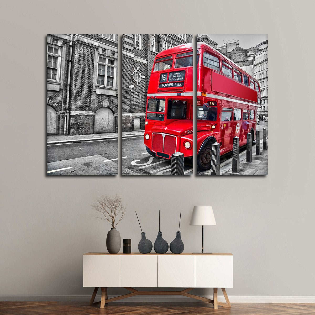 Double Decker Bus Pop Multi Panel Canvas Wall Art