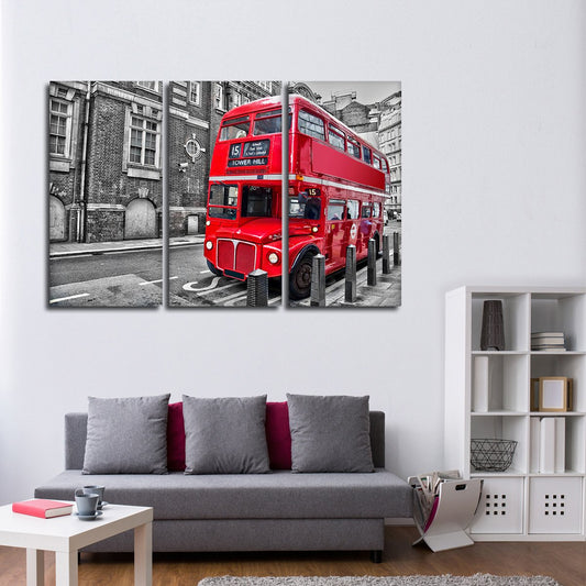 Double Decker Bus Pop Multi Panel Canvas Wall Art