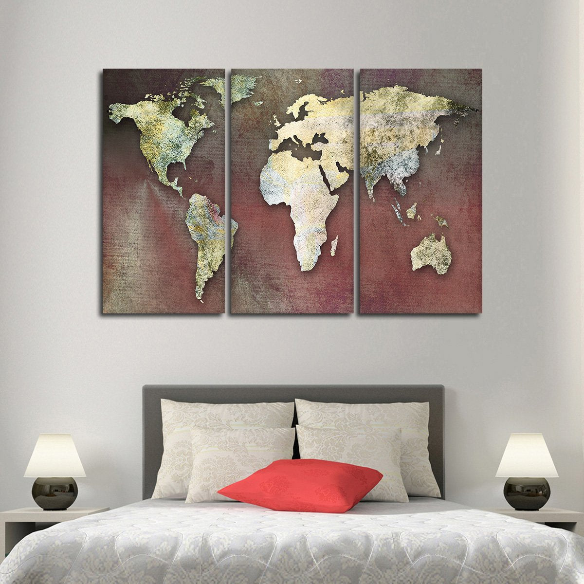 Dreamers World Map Multi Panel Canvas Wall Art