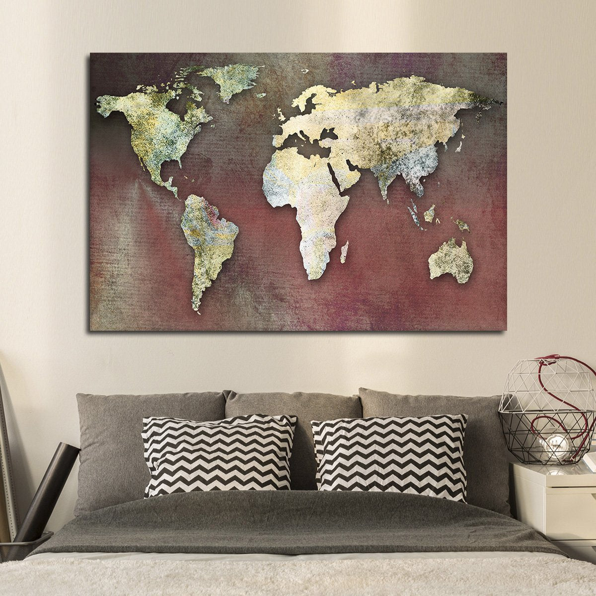 Dreamers World Map Multi Panel Canvas Wall Art