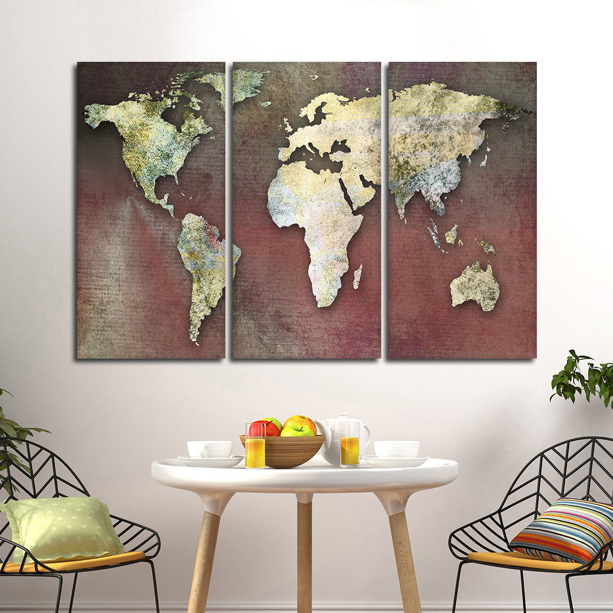 Dreamers World Map Multi Panel Canvas Wall Art