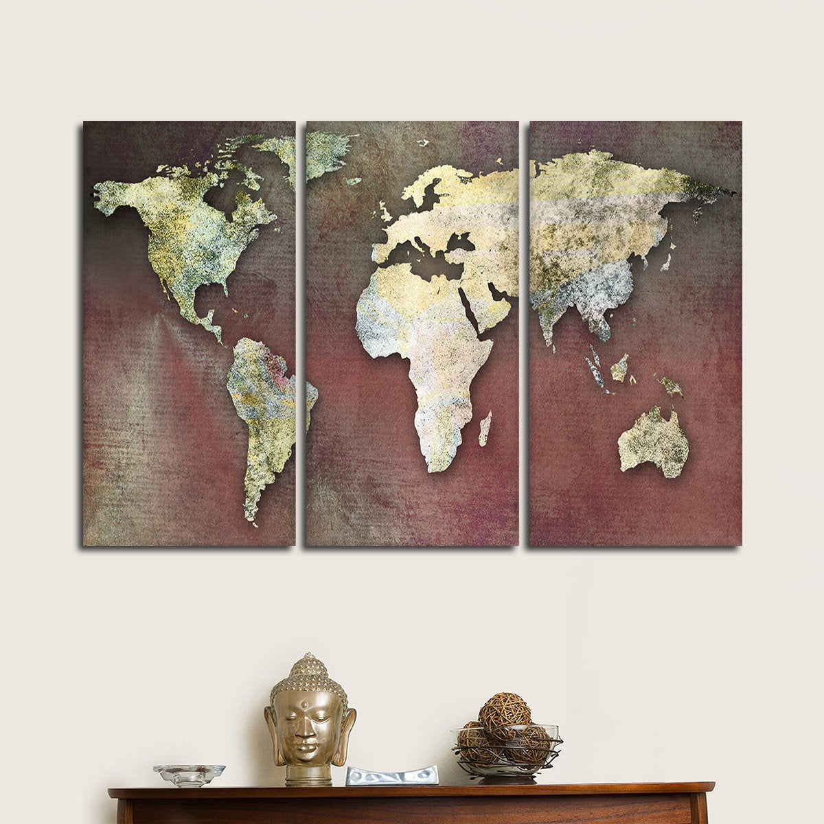 Dreamers World Map Multi Panel Canvas Wall Art