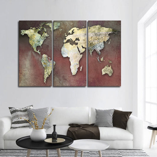 Dreamers World Map Multi Panel Canvas Wall Art