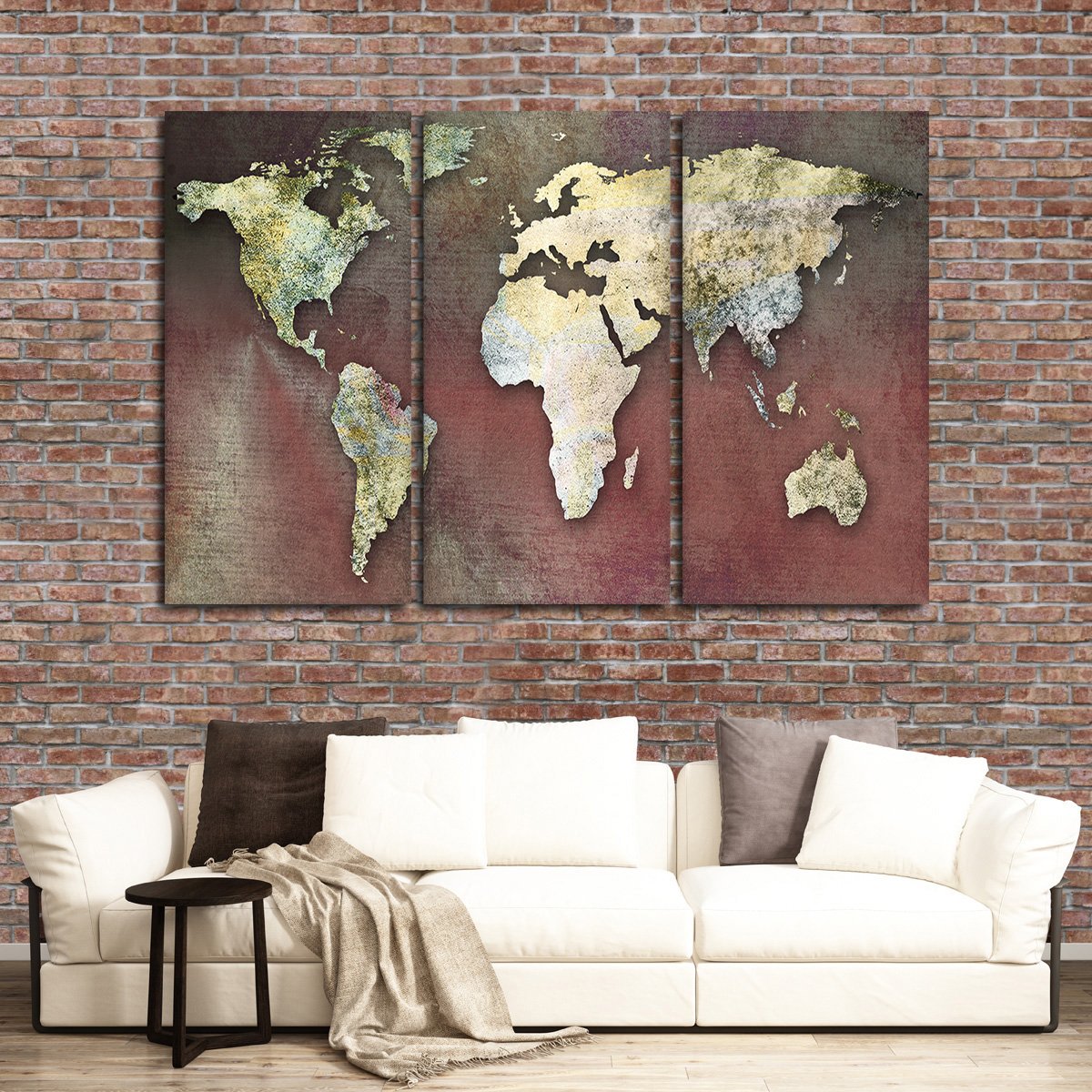 Dreamers World Map Multi Panel Canvas Wall Art