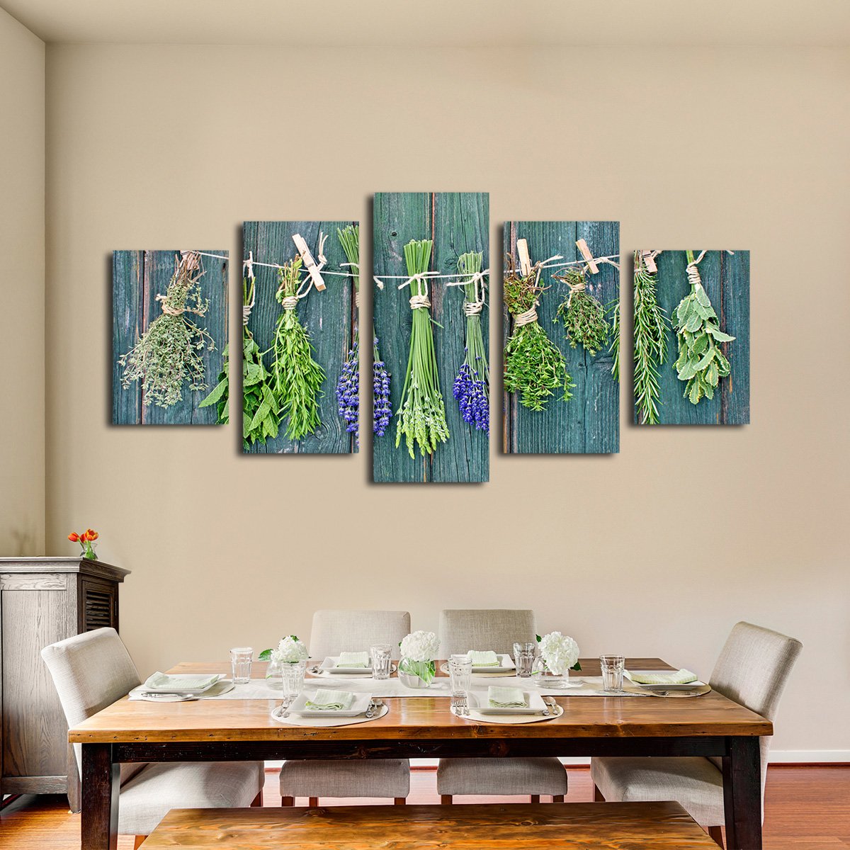 Drying Herbs Multi Panel Canvas Wall Art