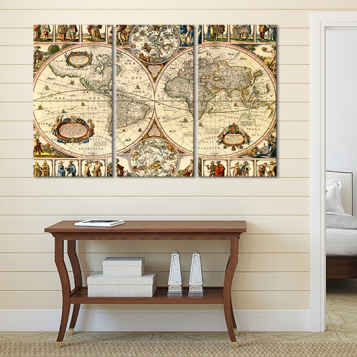 Early World Map Multi Panel Canvas Wall Art