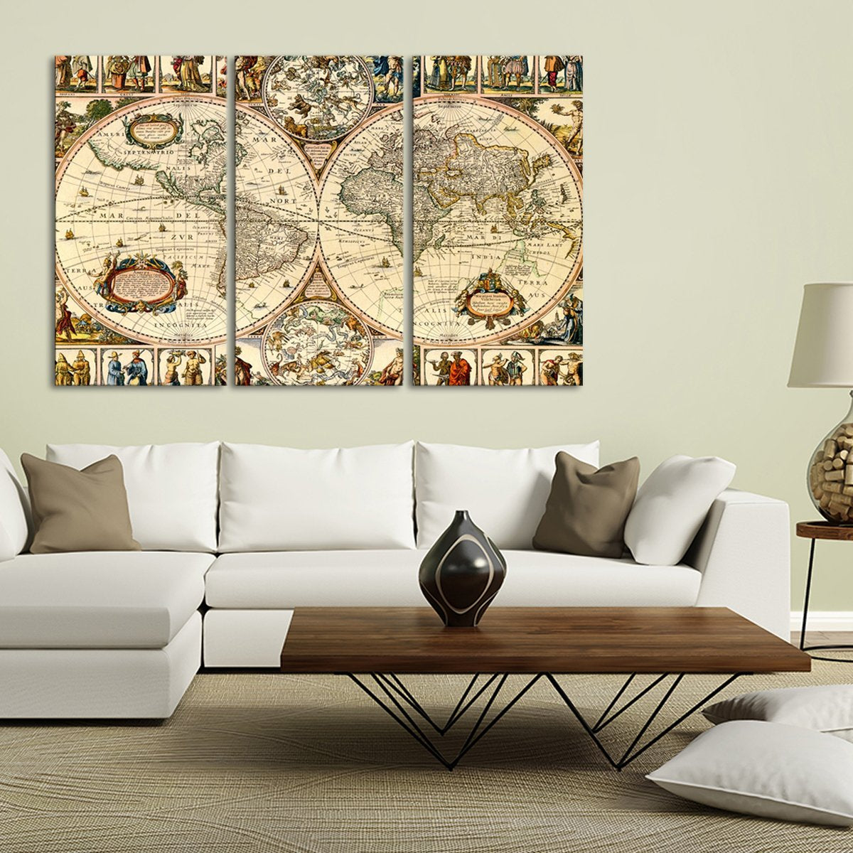 Early World Map Multi Panel Canvas Wall Art