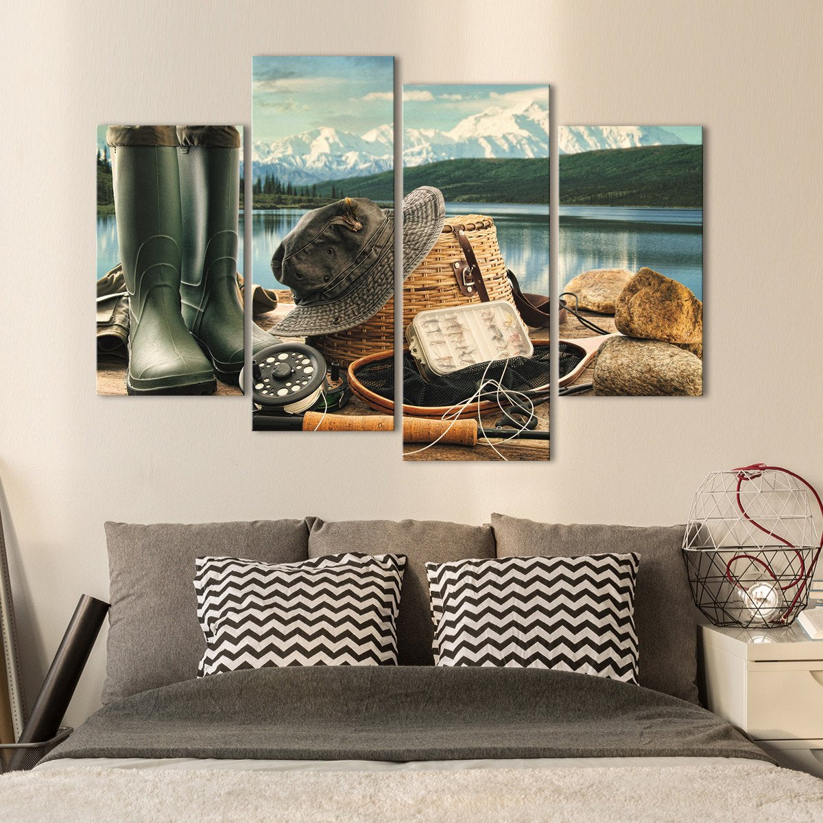 Eat Sleep Fish Multi Panel Canvas Wall Art