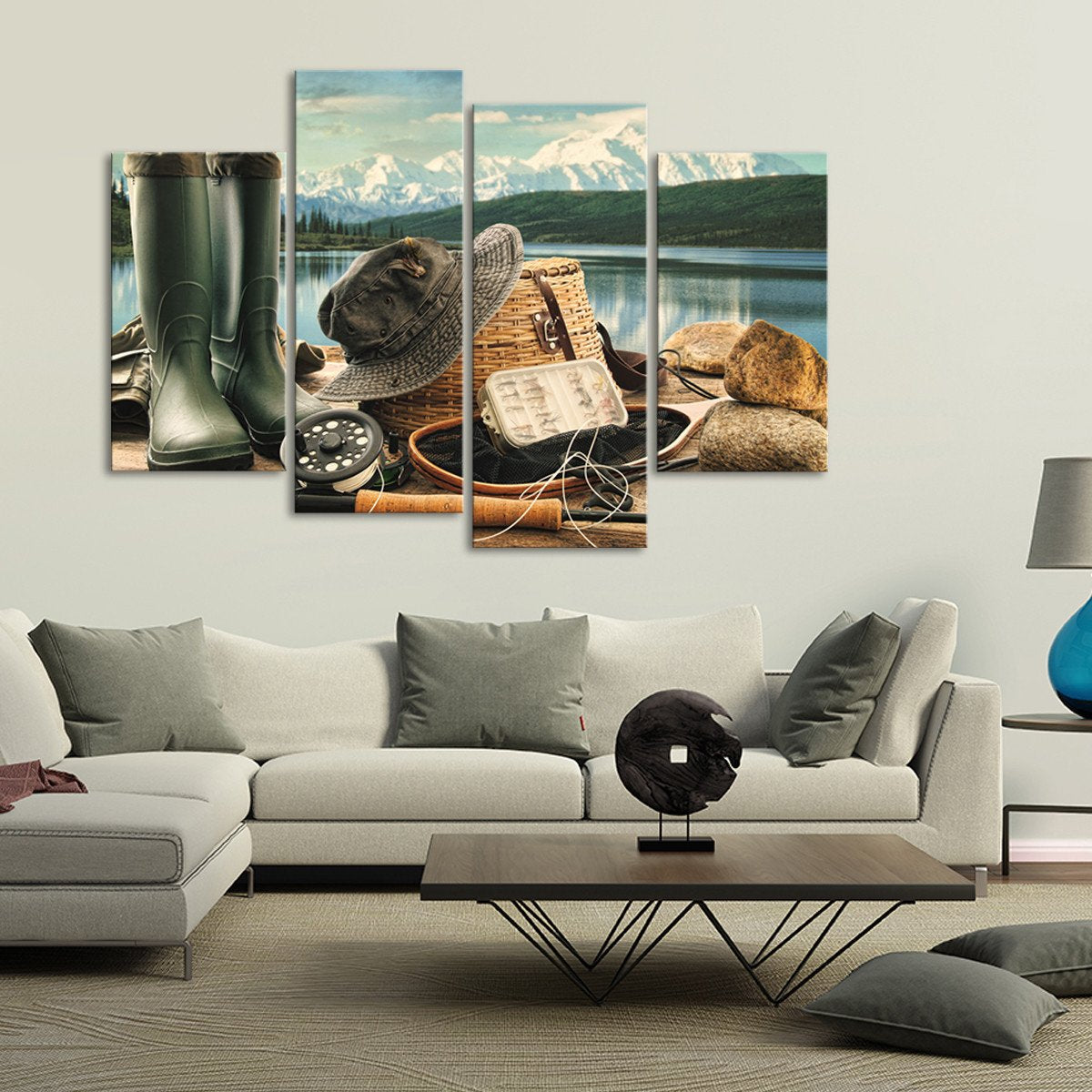 Eat Sleep Fish Multi Panel Canvas Wall Art