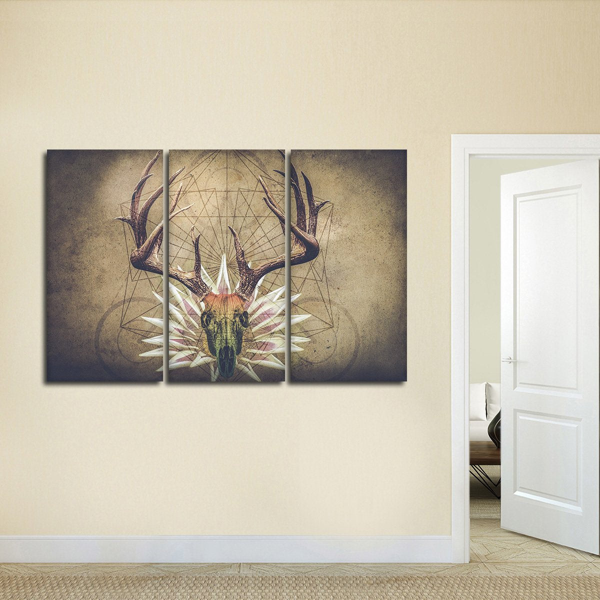 Edgy Horned Deer Multi Panel Canvas Wall Art