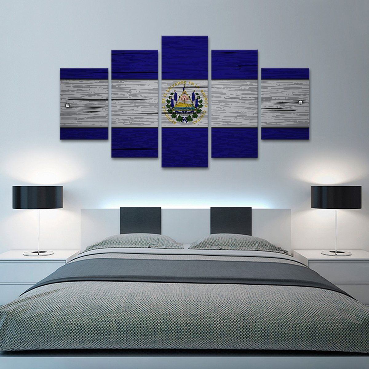 El Salvador Flag Multi Panel Canvas Wall Art