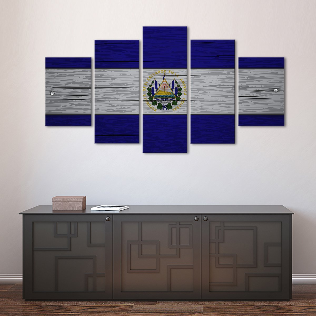 El Salvador Flag Multi Panel Canvas Wall Art