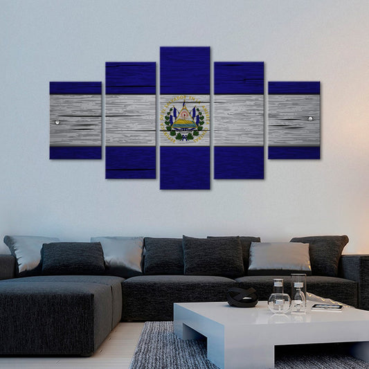 El Salvador Flag Multi Panel Canvas Wall Art