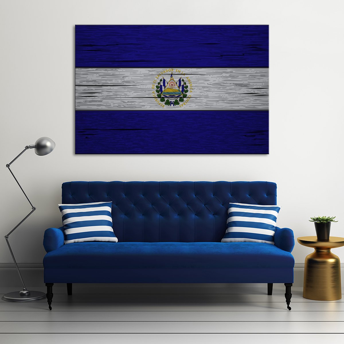 El Salvador Flag Multi Panel Canvas Wall Art