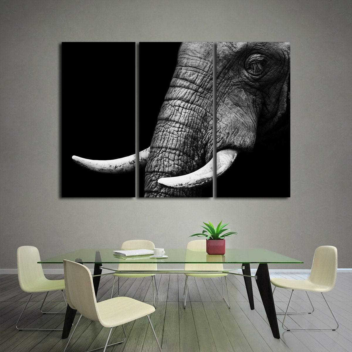 Elephant Close Up Multi Panel Canvas Wall Art
