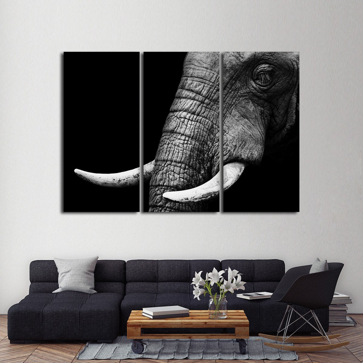 Elephant Close Up Multi Panel Canvas Wall Art