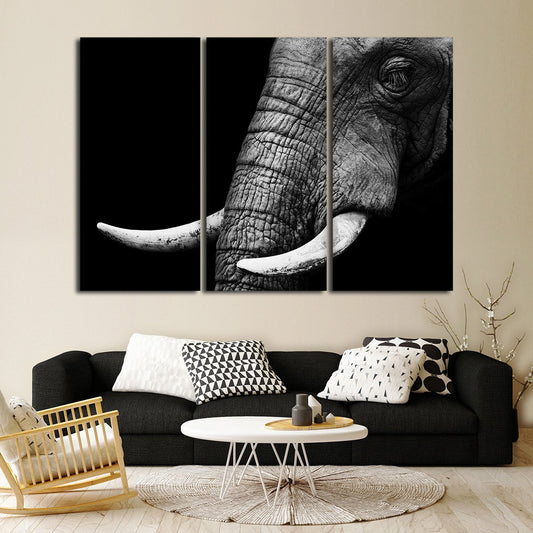 Elephant Close Up Multi Panel Canvas Wall Art