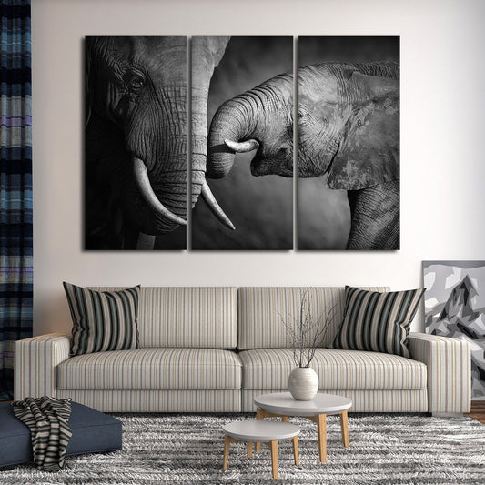 Elephant Affection Multi Panel Canvas Wall Art