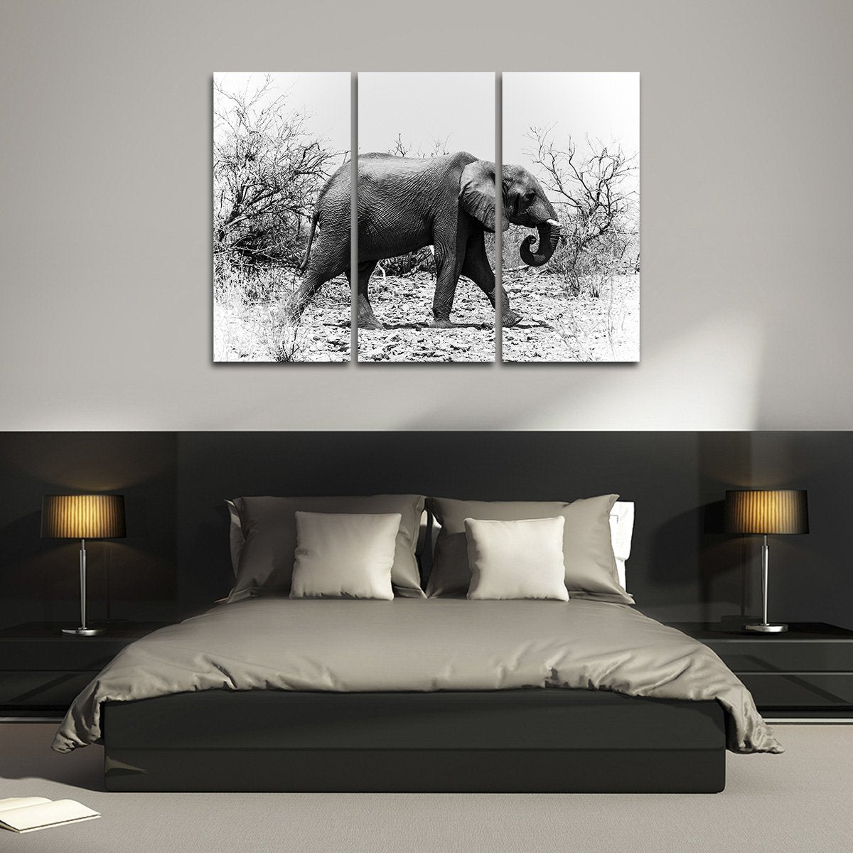Elephant in Botswana Multi Panel Canvas Wall Art