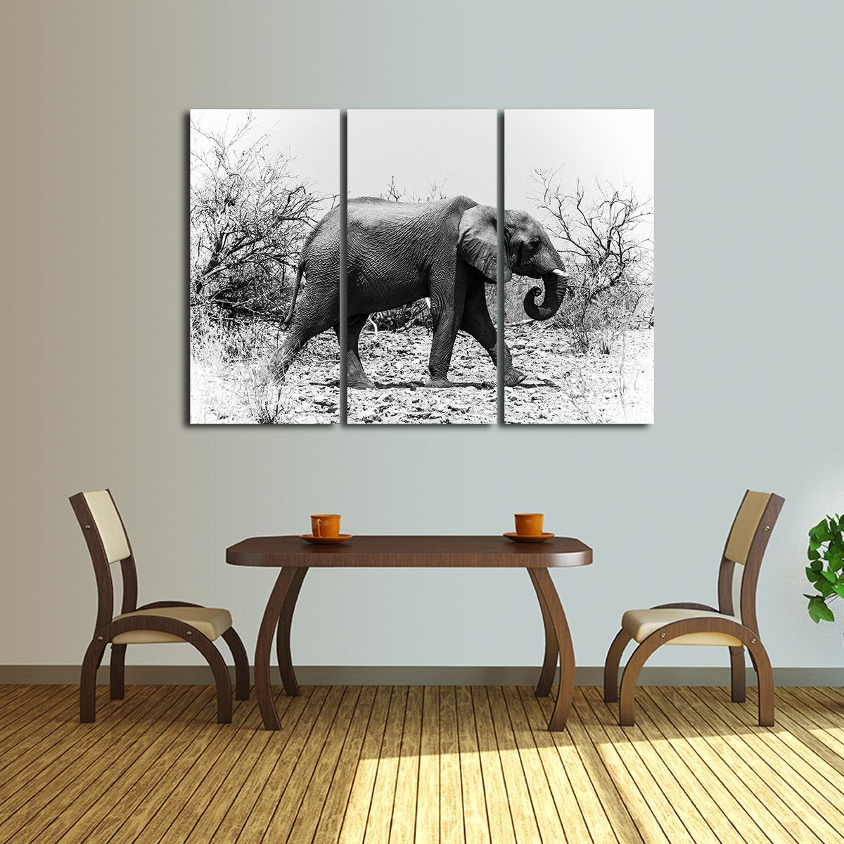 Elephant in Botswana Multi Panel Canvas Wall Art