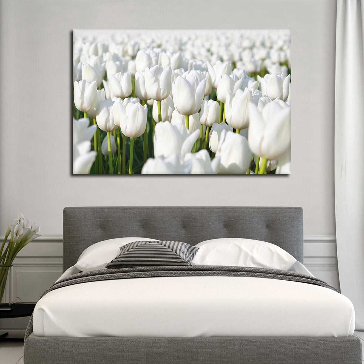 Endless White Tulips Multi Panel Canvas Wall Art