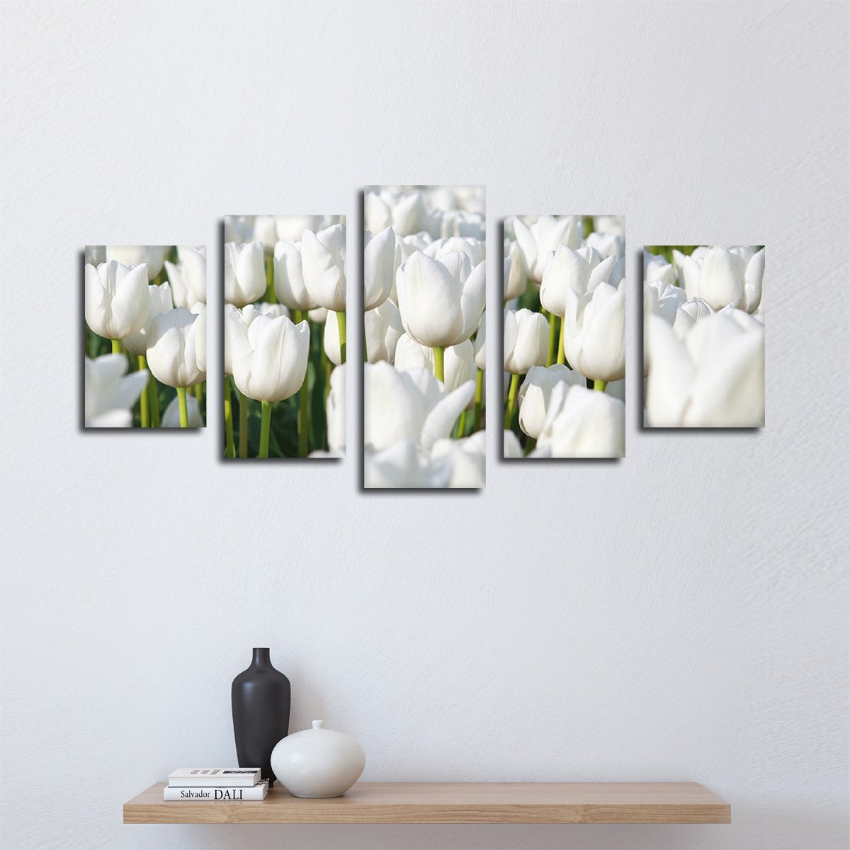 Endless White Tulips Multi Panel Canvas Wall Art