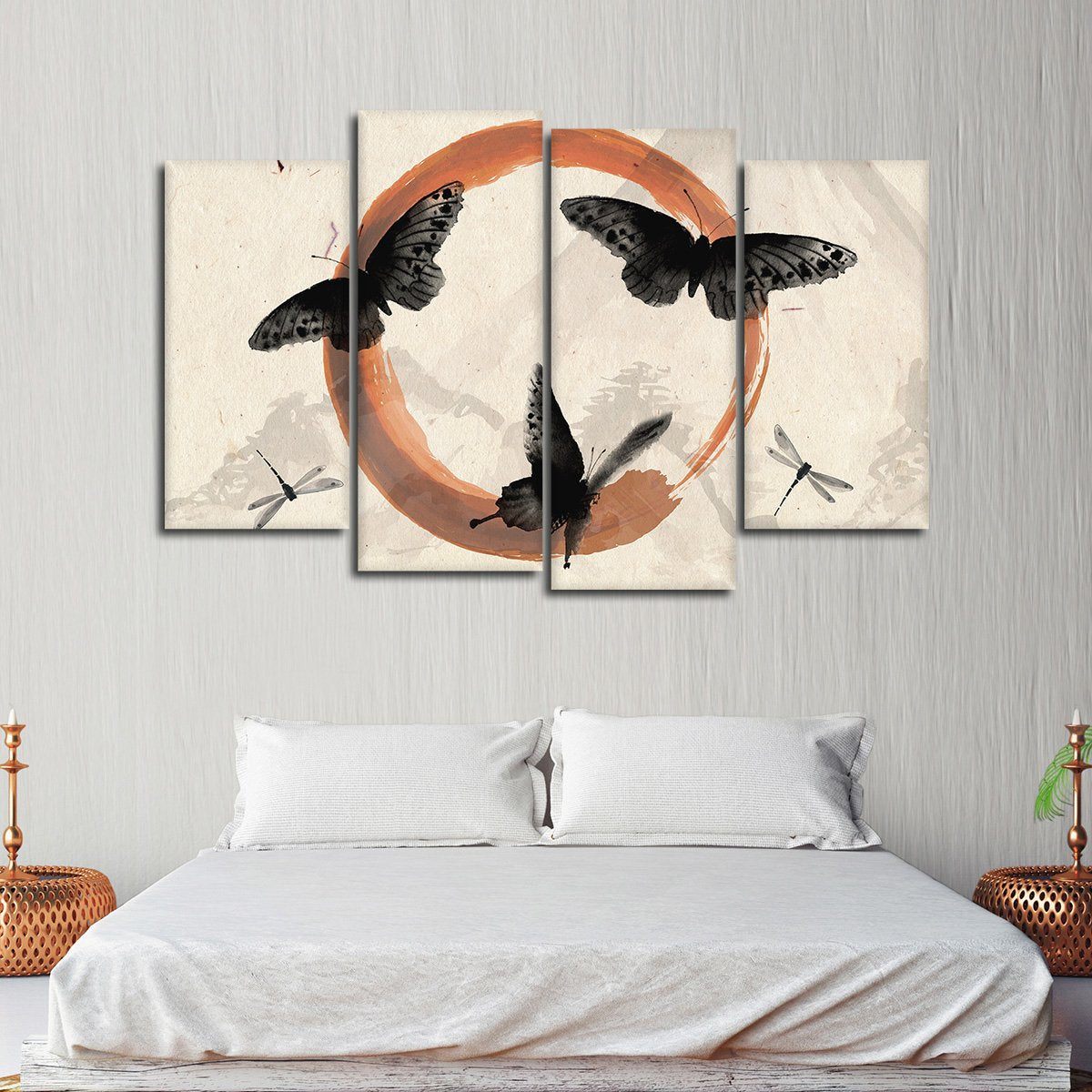 Enso Butterflies Multi Panel Canvas Wall Art