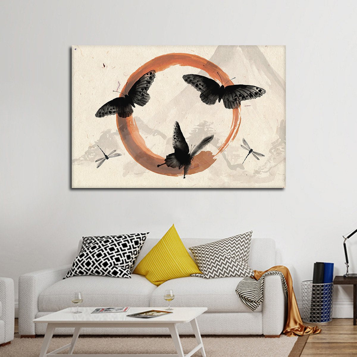 Enso Butterflies Multi Panel Canvas Wall Art