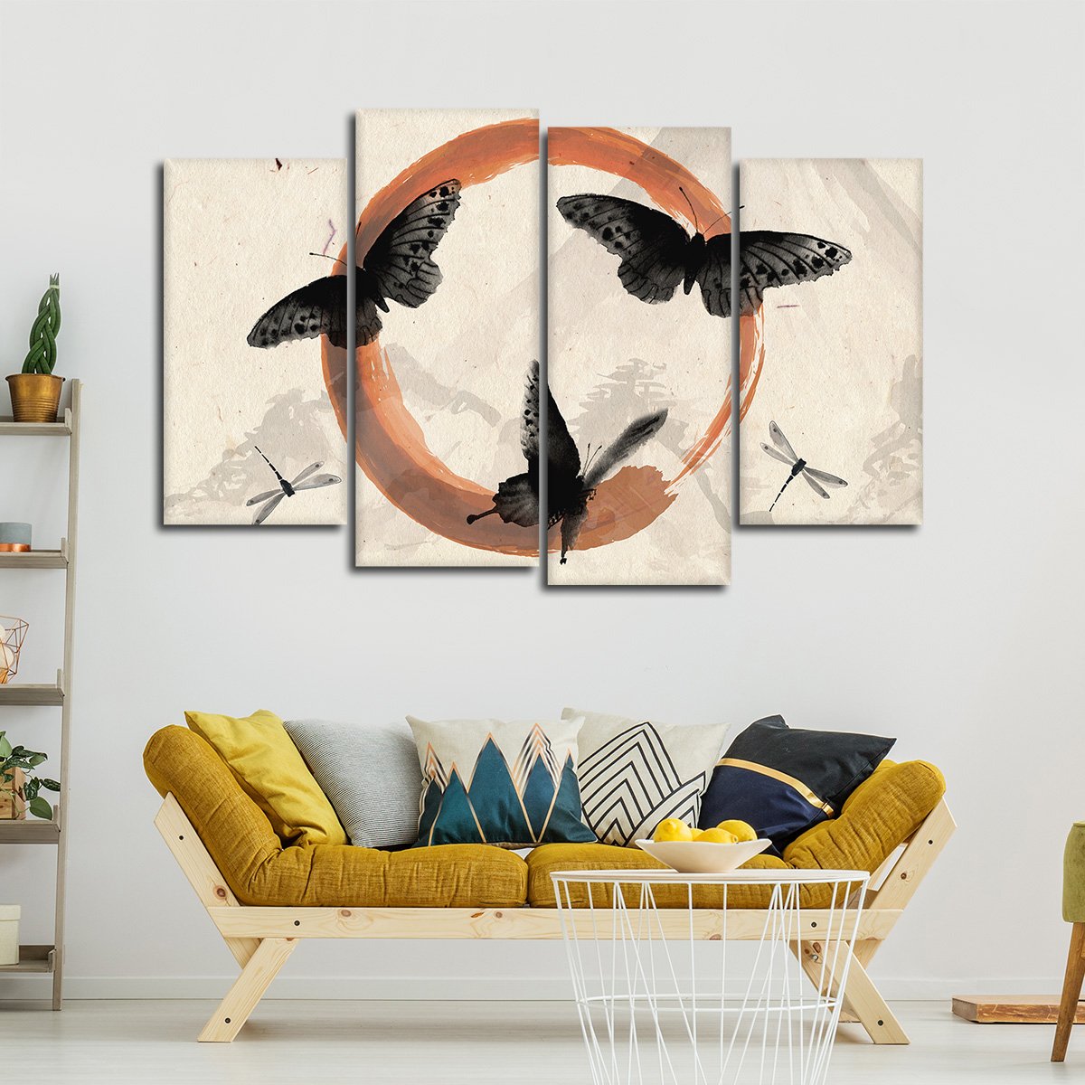 Enso Butterflies Multi Panel Canvas Wall Art