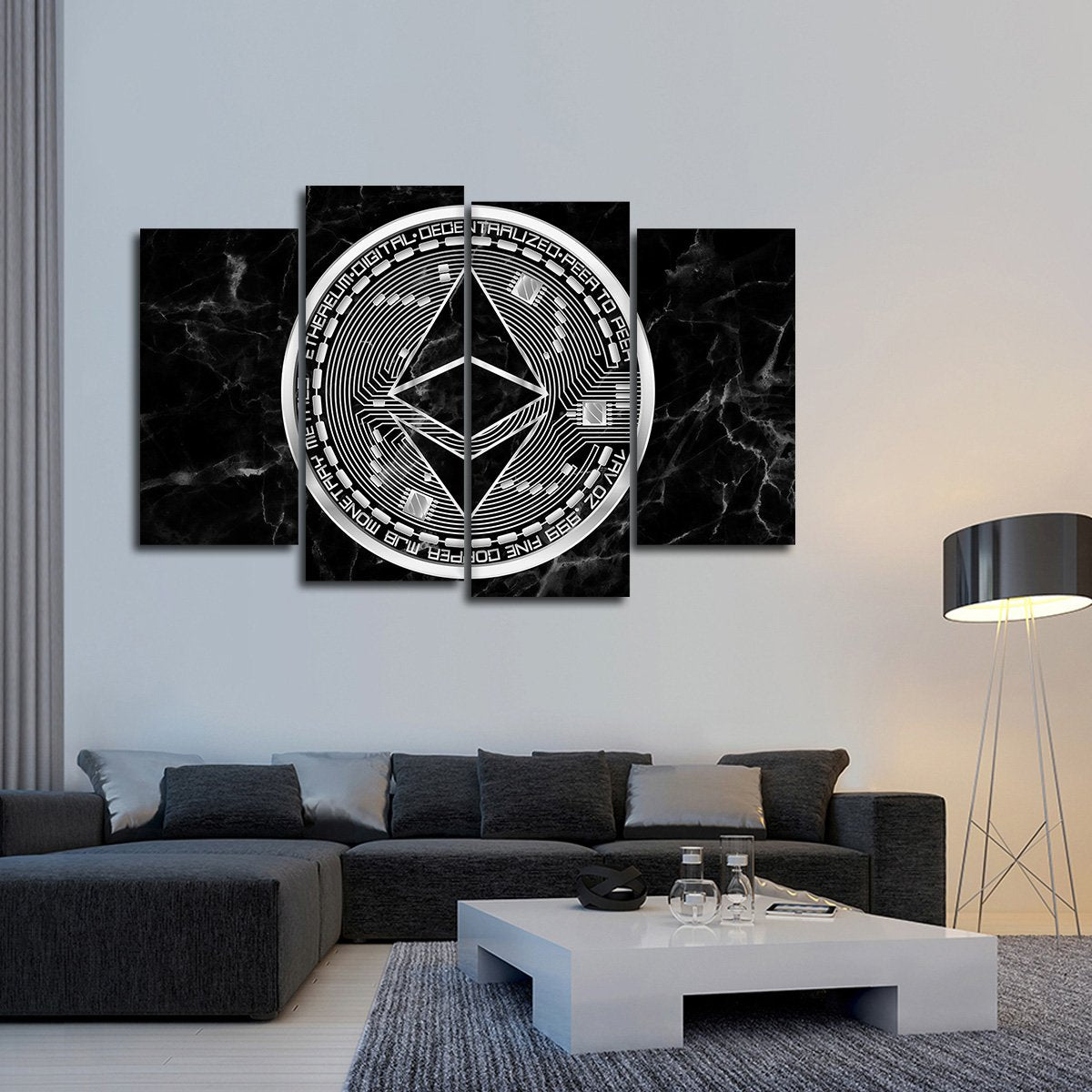 Ethereum Marble Multi Panel Canvas Wall Art