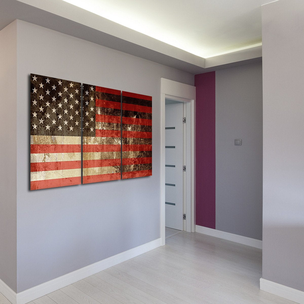 Faded American Flag Multi Panel Canvas Wall Art