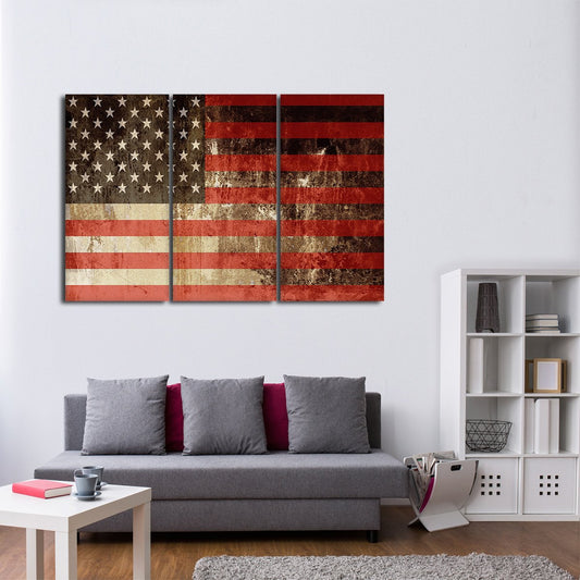 Faded American Flag Multi Panel Canvas Wall Art