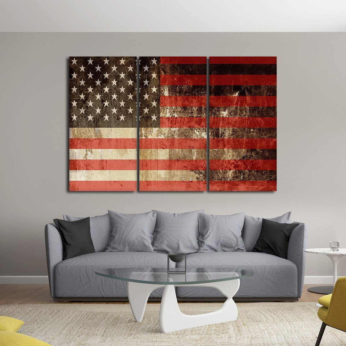 Faded American Flag Multi Panel Canvas Wall Art