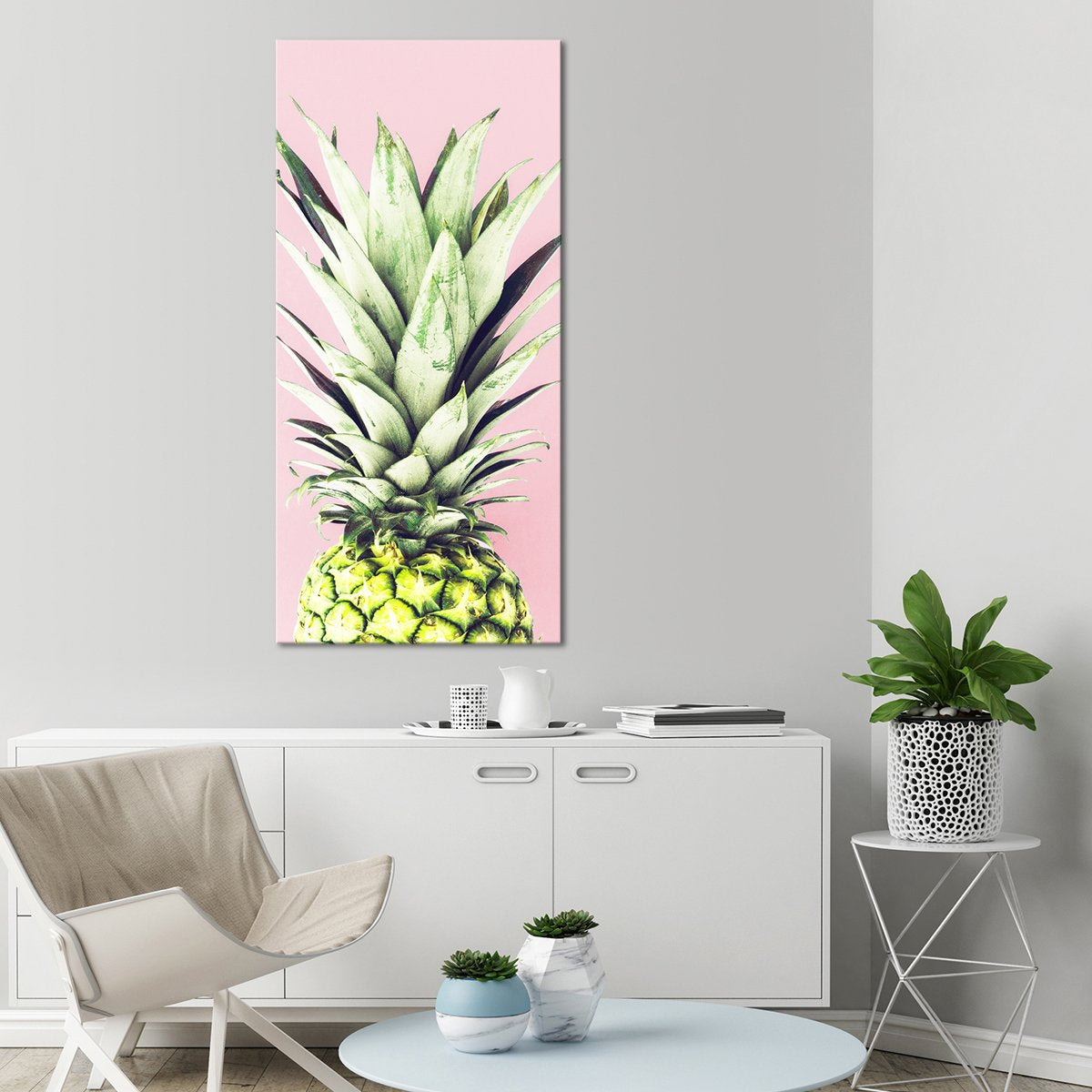 Pineapple Fashion Pink Multi Panel Canvas Wall Art