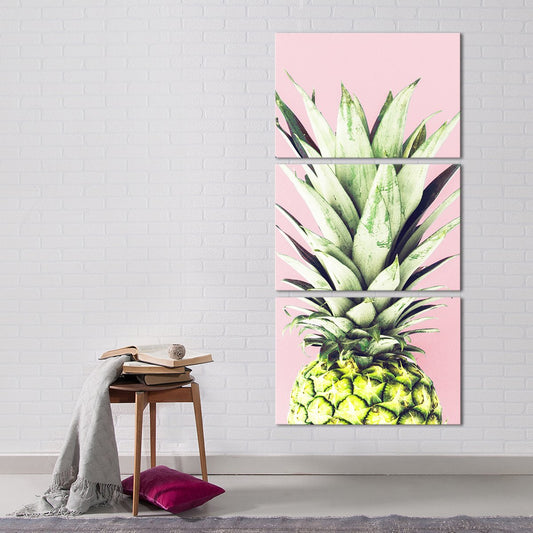 Pineapple Fashion Pink Multi Panel Canvas Wall Art