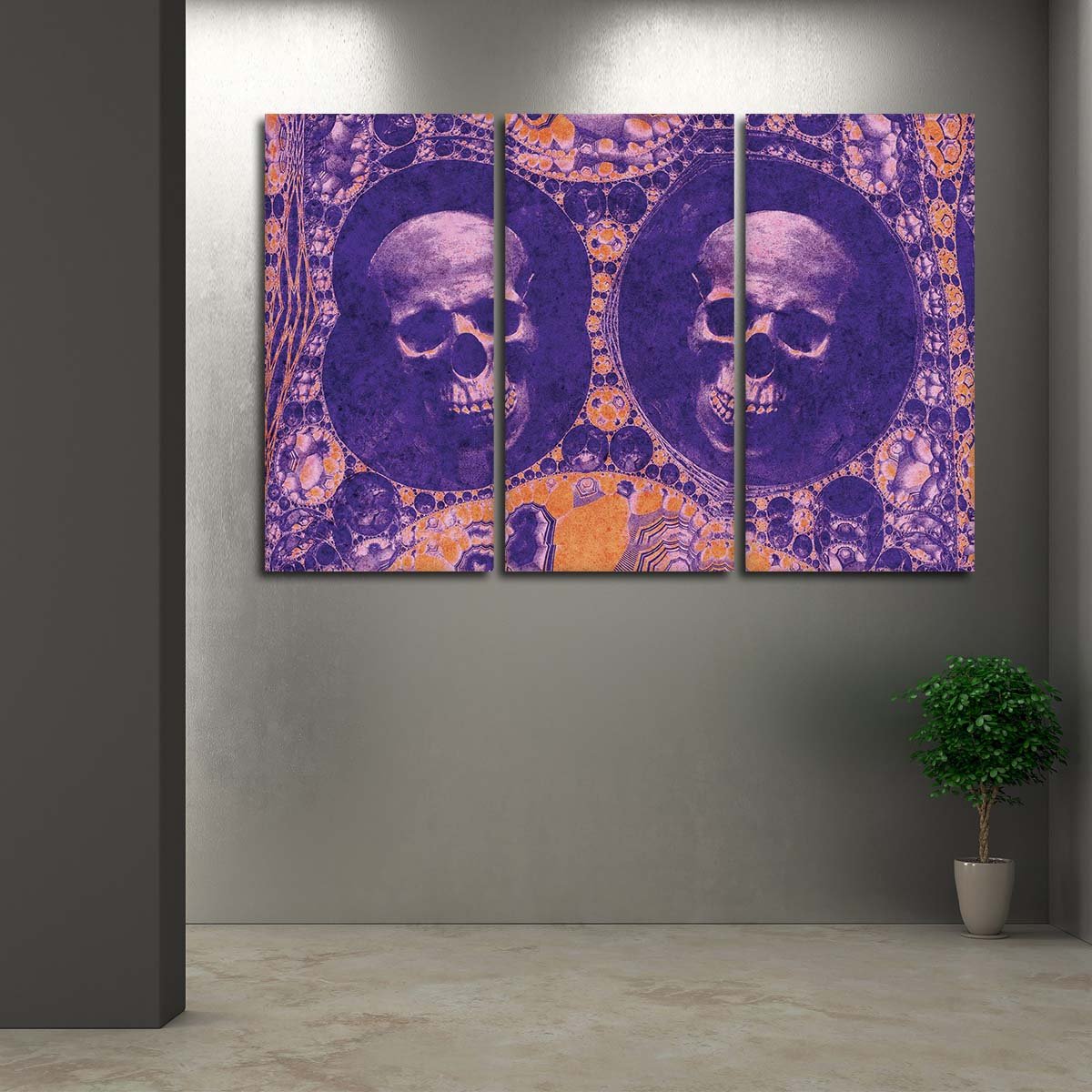 Fearsome Multiple Human Skull Multi Panel Canvas Wall Art
