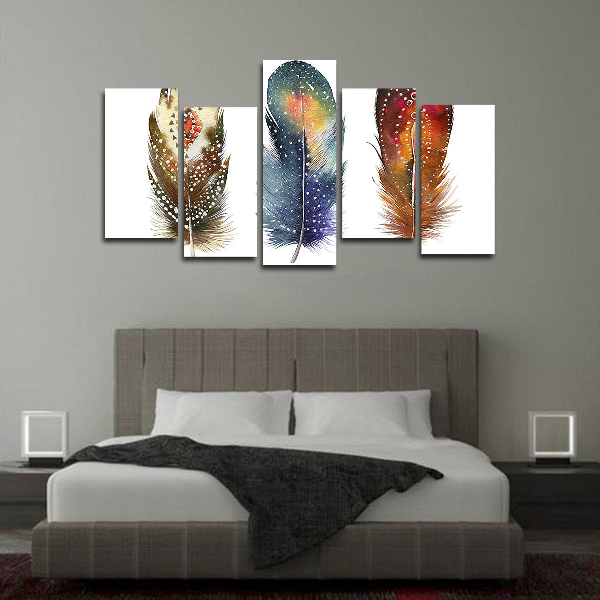 Feathers Tribe Multi Panel Canvas Wall Art